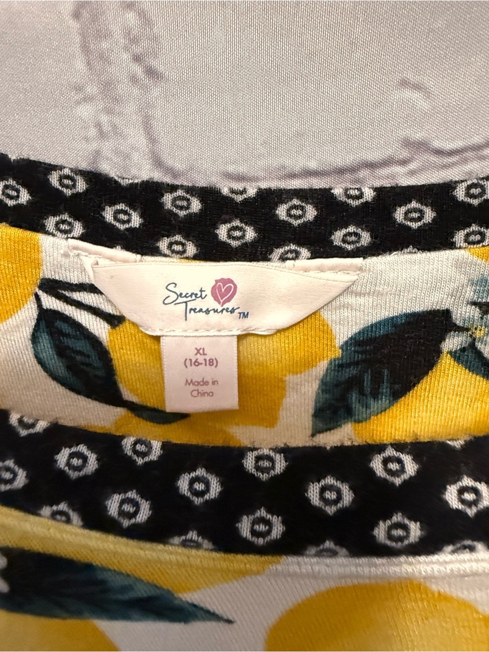 Secret Treasures Pajamas Yellow Lemon-Print Short Sleeve Top and Shorts - Picture 4 of 7